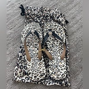 Brighton Leopard Print Flip Flops Sandals  Size 8 NWT